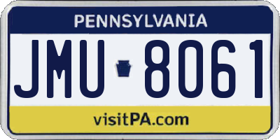 PA license plate JMU8061