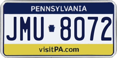 PA license plate JMU8072