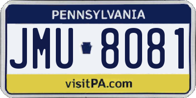 PA license plate JMU8081