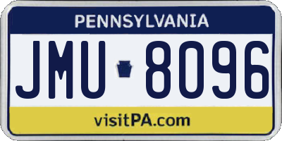 PA license plate JMU8096
