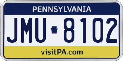 PA license plate JMU8102