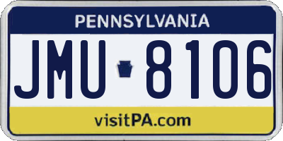 PA license plate JMU8106