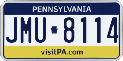 PA license plate JMU8114