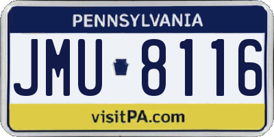 PA license plate JMU8116