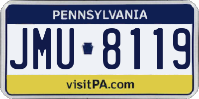 PA license plate JMU8119