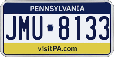 PA license plate JMU8133