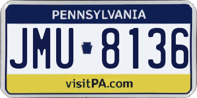 PA license plate JMU8136