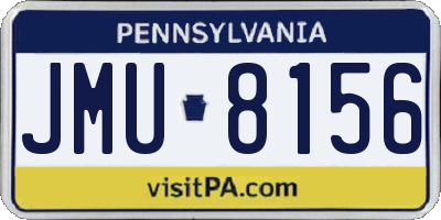 PA license plate JMU8156