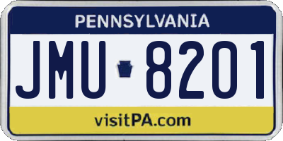 PA license plate JMU8201