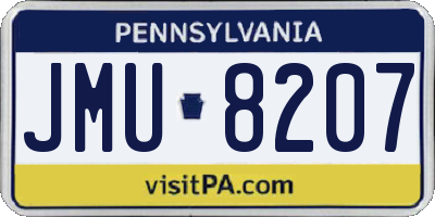 PA license plate JMU8207