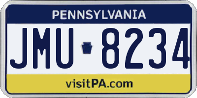 PA license plate JMU8234