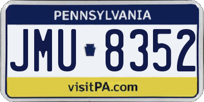 PA license plate JMU8352