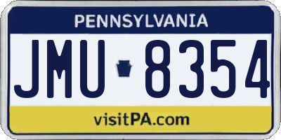 PA license plate JMU8354
