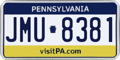 PA license plate JMU8381