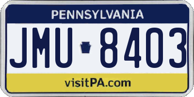 PA license plate JMU8403