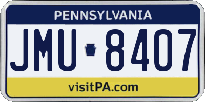 PA license plate JMU8407