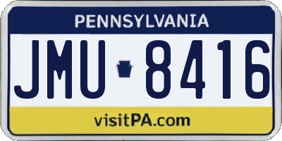 PA license plate JMU8416