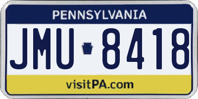 PA license plate JMU8418