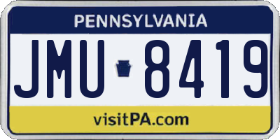 PA license plate JMU8419