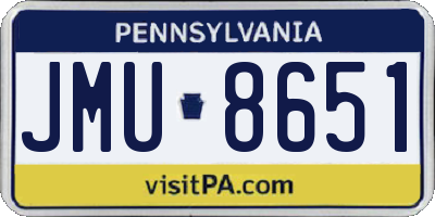 PA license plate JMU8651
