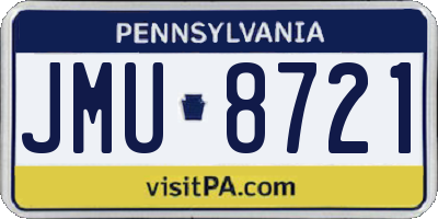 PA license plate JMU8721