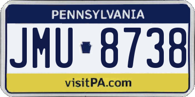 PA license plate JMU8738
