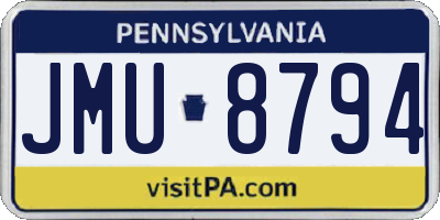 PA license plate JMU8794