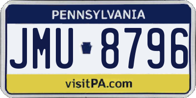 PA license plate JMU8796