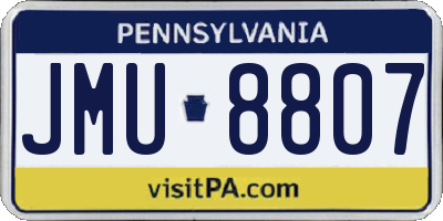 PA license plate JMU8807