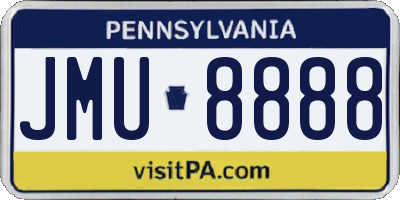 PA license plate JMU8888