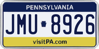 PA license plate JMU8926