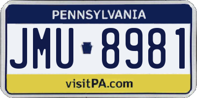 PA license plate JMU8981