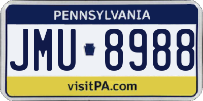 PA license plate JMU8988