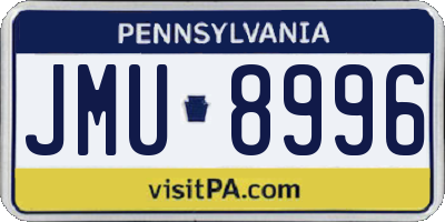 PA license plate JMU8996
