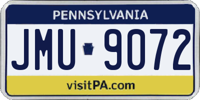 PA license plate JMU9072