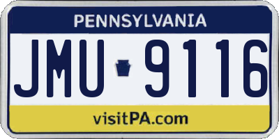 PA license plate JMU9116
