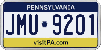 PA license plate JMU9201