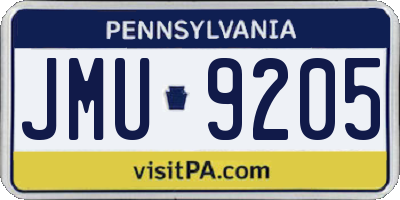 PA license plate JMU9205