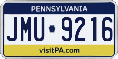 PA license plate JMU9216