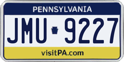 PA license plate JMU9227