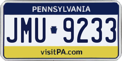 PA license plate JMU9233