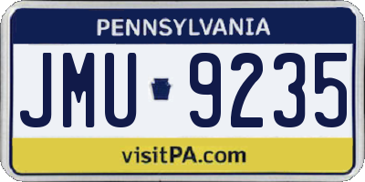 PA license plate JMU9235