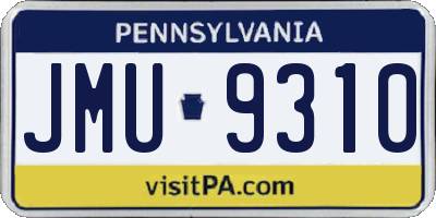 PA license plate JMU9310