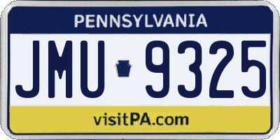PA license plate JMU9325