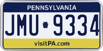 PA license plate JMU9334