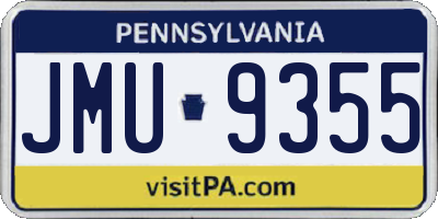 PA license plate JMU9355