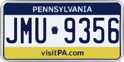 PA license plate JMU9356