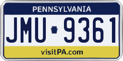 PA license plate JMU9361