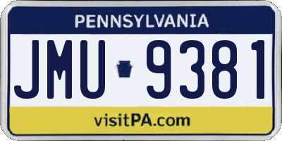 PA license plate JMU9381