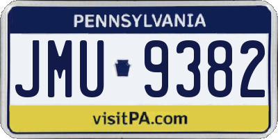 PA license plate JMU9382